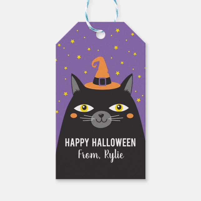 Étiquettes-cadeau Sticker pour chat Halloween (Devant)