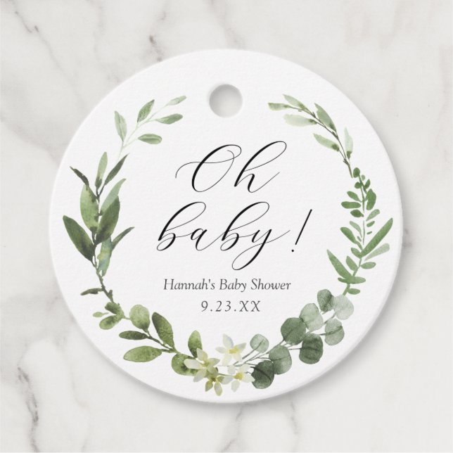 Étiquettes Cadeau Sticker rond Eucalyptus Oh Baby Classic (Devant)