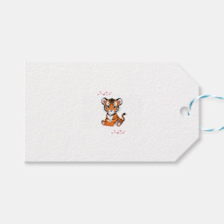 Étiquettes-cadeau Sticker🐯Baby Tiger Art with Pink Butterflies -