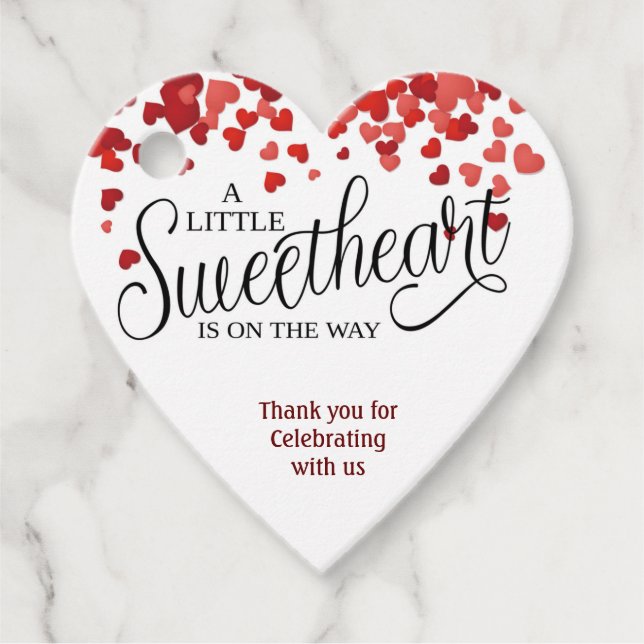 Étiquettes Cadeau stickers baby shower faveur|coeurs|amoureux (Devant)