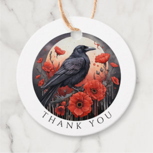 Étiquettes Cadeau Stickers Cadeaux Merci Fleurs d'oiseaux de corbeau