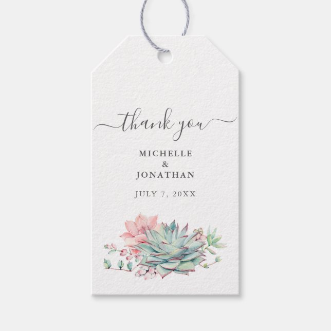Étiquettes-cadeau Stickers Sweet Succulent Merci Favor (Devant)
