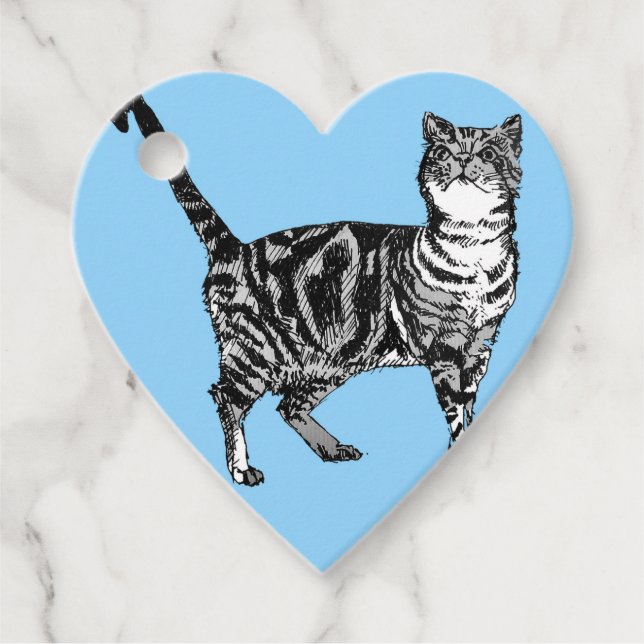 Étiquettes Cadeau Stickers Tabby Cat Blue Cute chats animaux de comp (Devant)