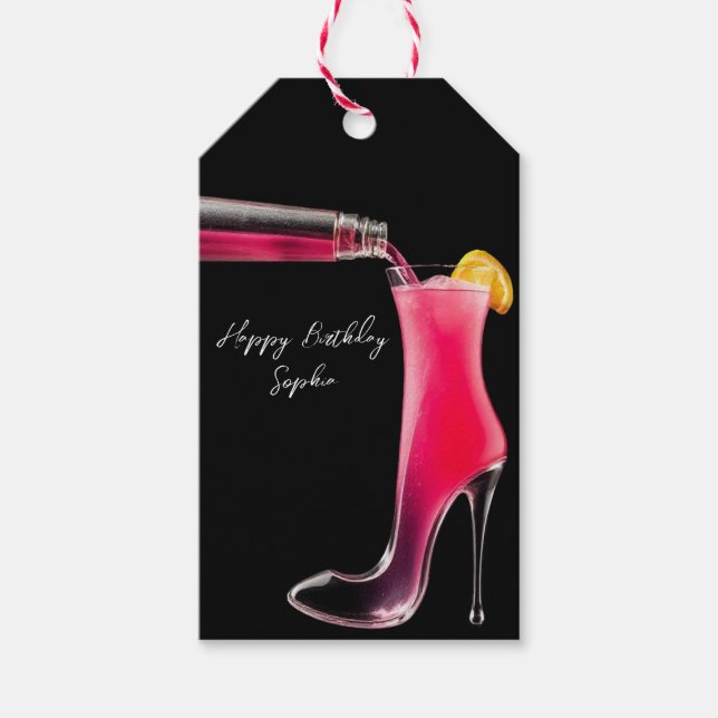 Étiquettes-cadeau Stiletto et cocktails (Devant)