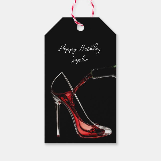 Étiquettes-cadeau Stiletto et vin (Devant)