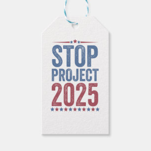 Étiquettes-cadeau Stop Project 2025 Trump Harris American Patroitic