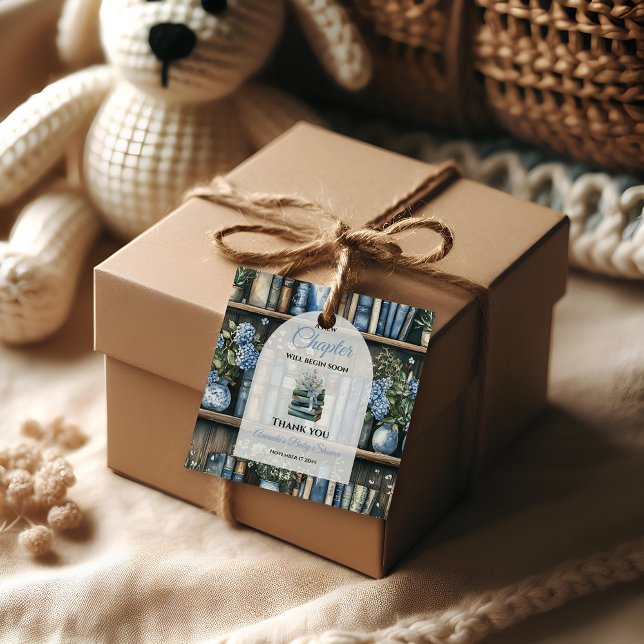 Étiquettes Cadeau Storybook Blue Boy Library Book Baby Shower (Créateur téléchargé)