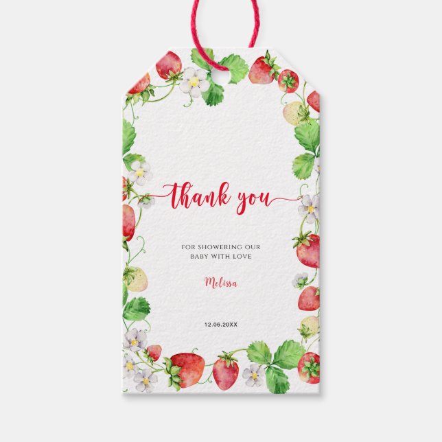Étiquettes-cadeau Strawberry Baby Shower Thank You (Devant)