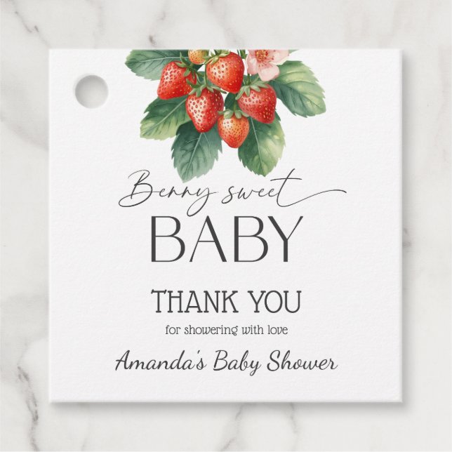 Étiquettes Cadeau Strawberry Fresh Market Berry Sweet Baby Shower (Devant)