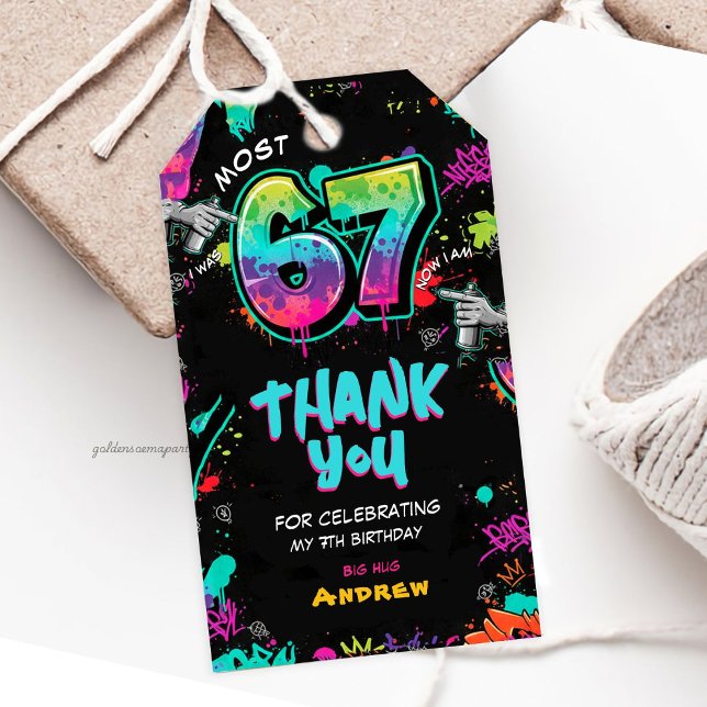 Étiquettes-cadeau Street Art Graffiti 6 à 7 ans Anniversaire (Street Art Graffiti 6 to 7 Birthday Gift Tags)