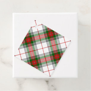 Étiquettes Cadeau Stuart / Stewart tartan blanc rouge vert plaid