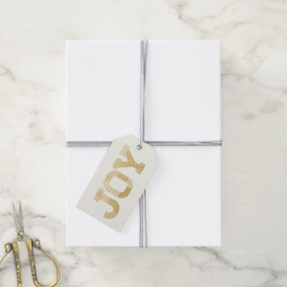 Étiquettes-cadeau Style Block Font Gold Parties scintillant Joie Mod