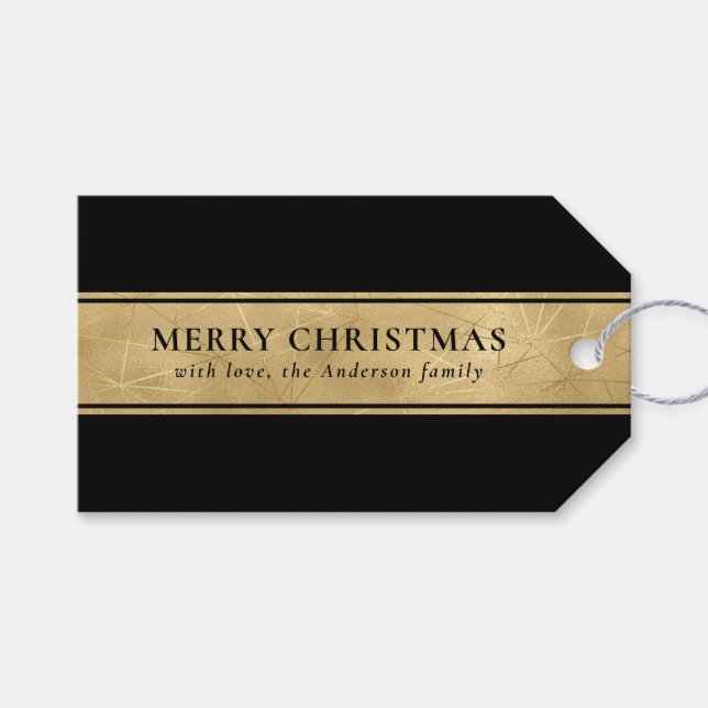 Étiquettes-cadeau Style Chic Simple Noir et Faux Or Noël (Devant (Horizontal))