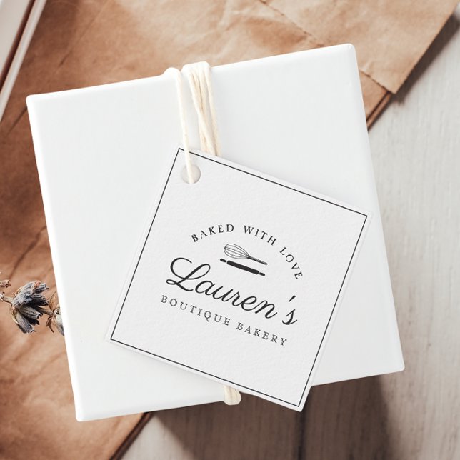 Étiquettes Cadeau Style classique Accueil Boulangerie Logo avec info (Créateur téléchargé)