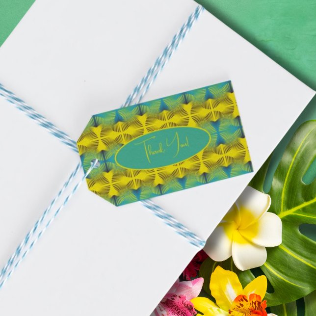 Étiquettes-cadeau Style de jungle vert jaune clair Motif modifiable (Créateur téléchargé)
