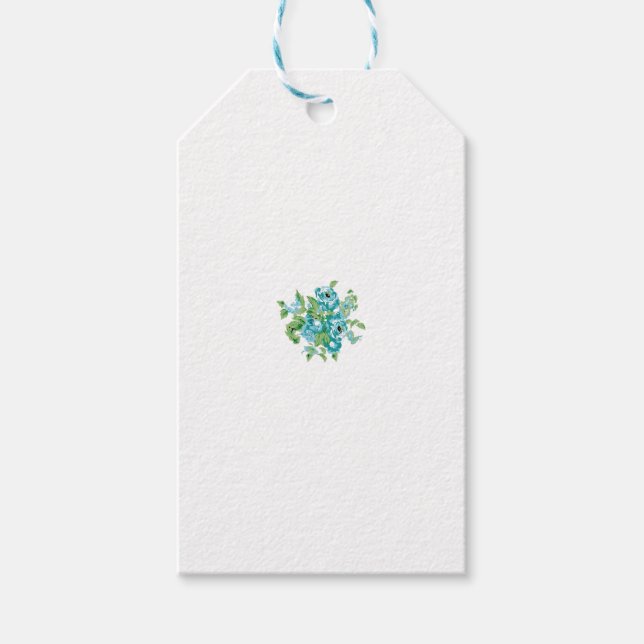 Étiquettes-cadeau Style Décoratif, Crème Menthe, Bleu Fontaine, Turq (Devant)