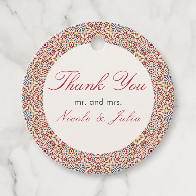 Étiquettes Cadeau Style géométrique Étincelles Mariage métallique en (Devant)