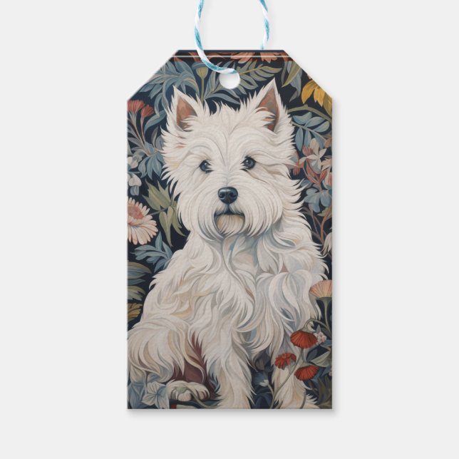 Étiquettes-cadeau Style Tapisserie West Highland White Terrier (Devant)