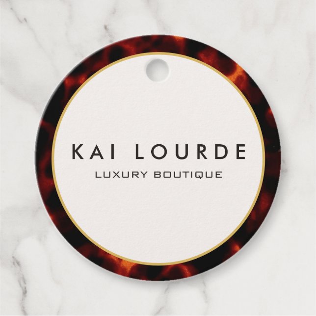 Étiquettes Cadeau Style Tortoiseshell Chic Luxe (Devant)