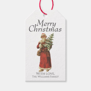 Étiquettes-cadeau Style Vintage du Père Noël Joyeux Noël
