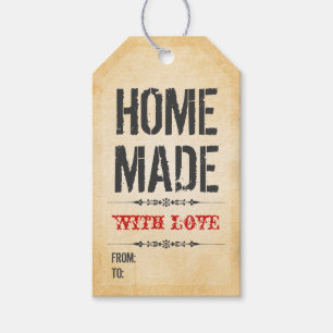 Étiquettes-cadeau Style vintage Maison faite avec Love Gift Tags