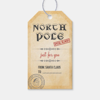 Étiquettes-cadeau Style vintage Pôle Nord Noël