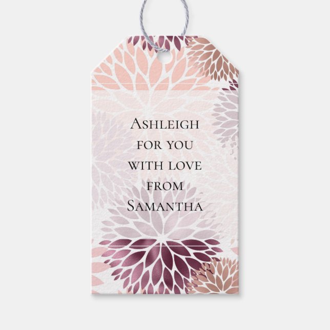 Étiquettes-cadeau Stylish Chic Rose Floral Fête de Mariage (Devant)
