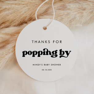Étiquettes Cadeau Stylish rétro noir & blanc Merci pour popup by