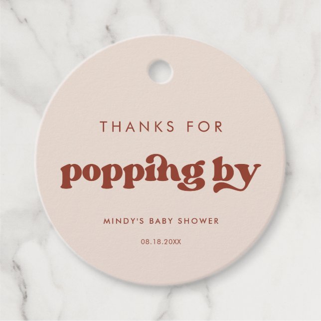 Étiquettes Cadeau Stylish retro Peach Pink Merci pour avoir popup by (Devant)