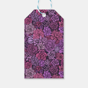 Étiquettes-cadeau Succulent jardin en rose et violet