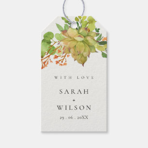 ÉTIQUETTES-CADEAU SUCCULENT JARDIN FLORAL CACTUS WATERCOLOR MARIAGE