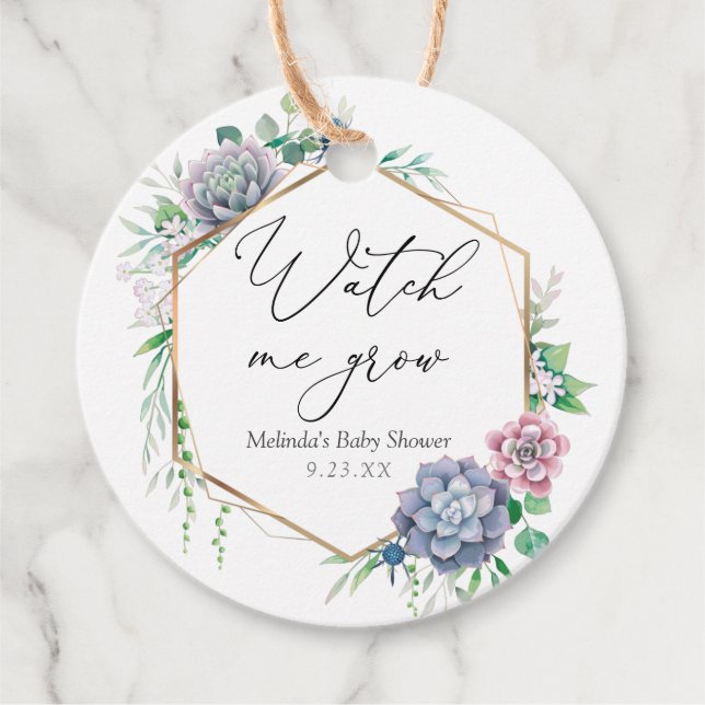Étiquettes Cadeau Succulent Regardez-moi Augmenter Plante Favoriser  (Devant)