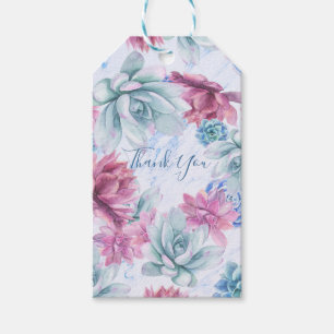 Étiquettes-cadeau Succulents Moderne Chic Fête des mariées en marbre