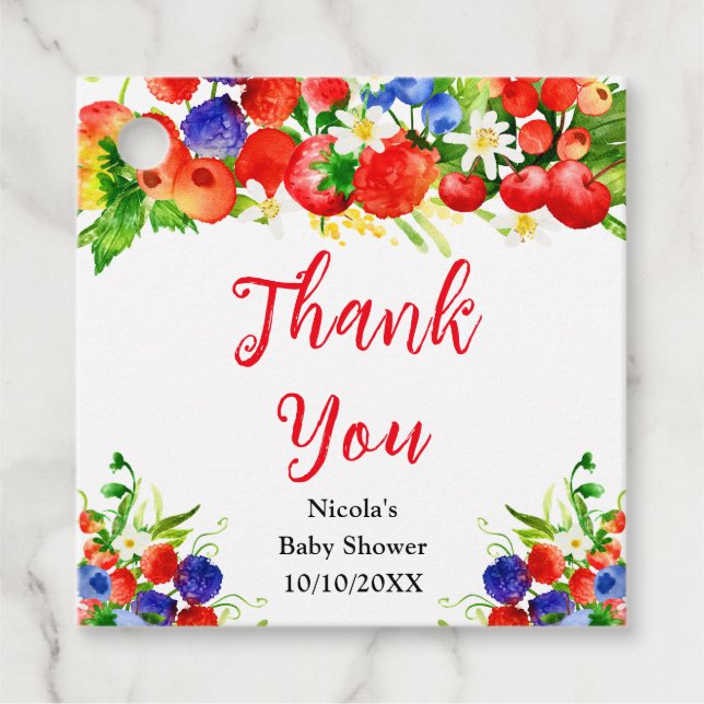 Étiquettes Cadeau Summer Mixed Berries Baby Shower Thank You (Devant)