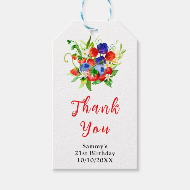 Étiquettes-cadeau Summer Mixed Berries Birthday Thank You (Devant)