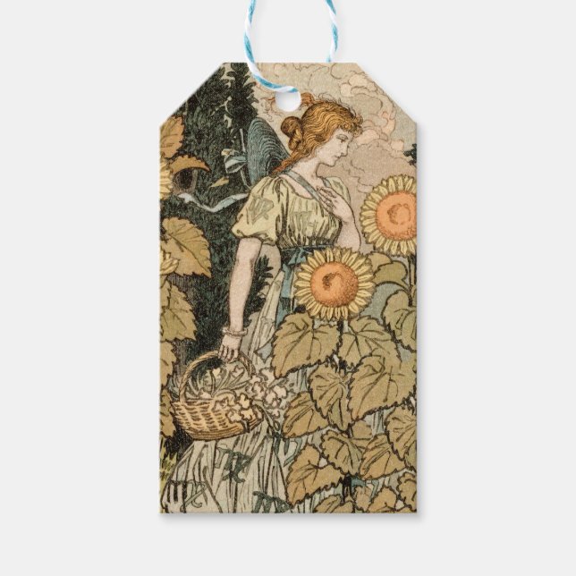 Étiquettes-cadeau Sunflower Art Nouveau Jardin Grasset Femme (Devant)