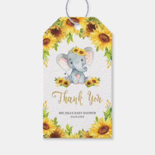 Étiquettes-cadeau Sunflower Elephant Baby shower Merci Favoriser