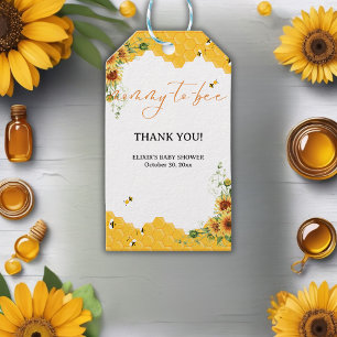 Étiquettes-cadeau Sunflower Honeycomb Baby shower de la mère à l'abe