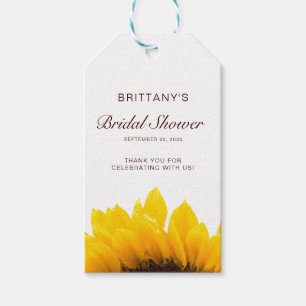 Étiquettes-cadeau Sunflower jaune Nom Script Fête des mariées modern