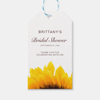 Étiquettes-cadeau Sunflower jaune Nom Script Fête des mariées modern
