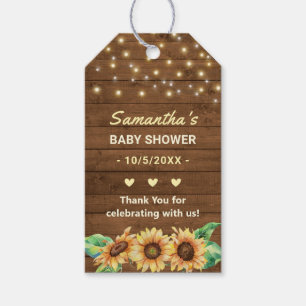 Étiquettes-cadeau Sunflower jaune Pays Baby shower neutre Favoriser