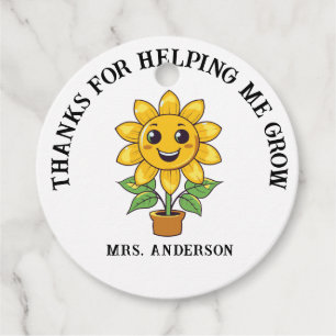 Étiquettes Cadeau Sunflower merci de m'aider à devenir professeur