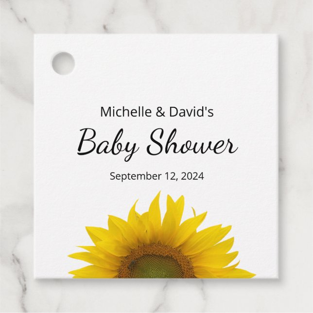 Étiquettes Cadeau Sunflower moderne Baby shower simple (Devant)