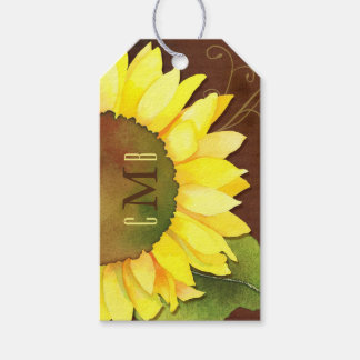 Étiquettes-cadeau Sunflower Monograms Mariage Faveur
