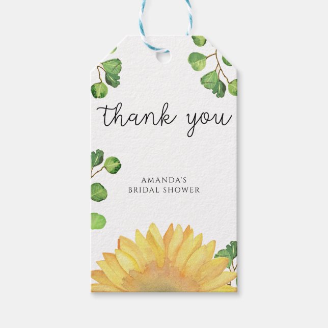 Étiquettes-cadeau Sunflower nite nuptiale merci (Devant)