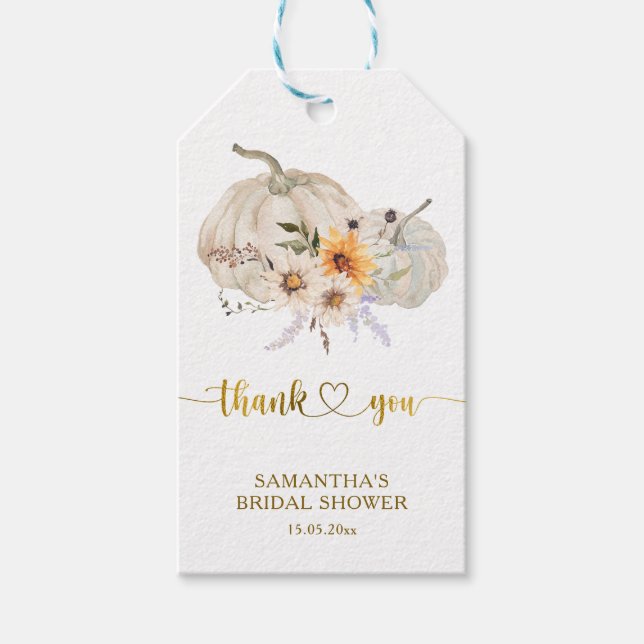 Étiquettes-cadeau Sunflowers Daisy Pumpkin Fall Bridal Shower Favor  (Devant)