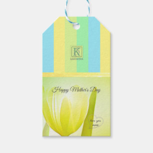 Étiquettes-cadeau Sunny Lime Pastel Palette Tulip Photo Monogramme