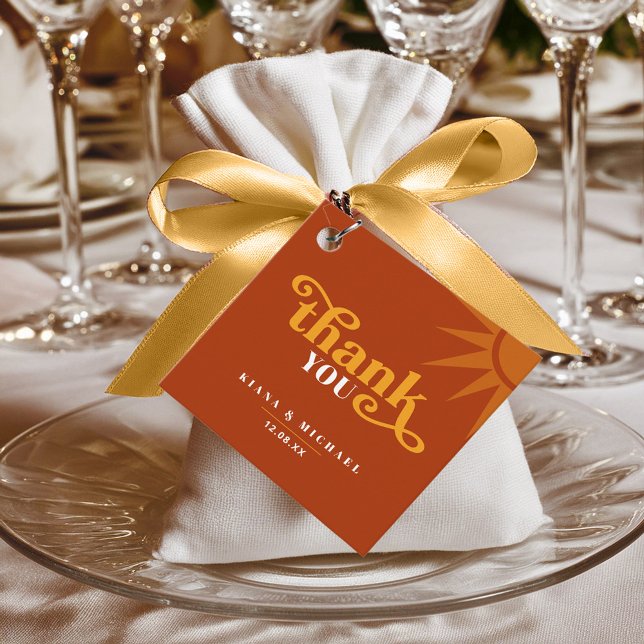 Étiquettes Cadeau Sunshine Typographie Mariage Merci Rouge ID1048 (Créateur téléchargé)