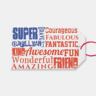 Étiquettes-cadeau Super Ami Appréciation Positive Drapeau États-Unis