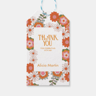 Étiquettes-cadeau Super coloré Hippie Flora & Merci feuille